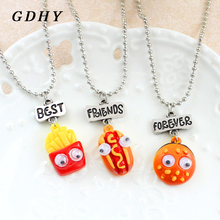 GDHY 3 pz/set French Fries Hot Dog Bread Hamburger Necklaces Pendant Necklaces Cartoon For Kids Best Friends Necklace Jewelry 2024 - buy cheap