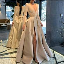 Hot New Arrival Long Sleeve Plus Size Evening Dress 2020 Ivory Dubai Arabic Formal Party Abendkleider Sexy Dresses Hi Low Dress 2024 - buy cheap