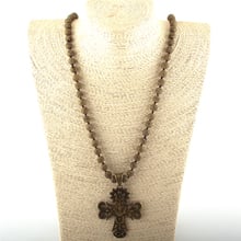 MOODPC Fashion Bohemian Tribal Jewelry Multi Lava Stones Long Knotted Metal Flower Bird Cross Pendant Necklaces 2024 - buy cheap