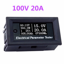 Digital LED Display Voltmeter Ammeter Voltage DC100V 20A Current Time Temperature Power Capacity Meter 39%OFF 2024 - buy cheap