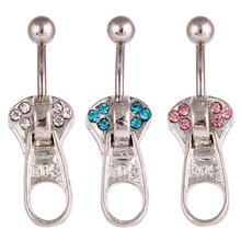 Hot-selling Zipper Punk Style Women Belly Button Ring Stainless Steel Body Piercing Jewelry Sexy Lady Navel Ring Navel Nail 2024 - buy cheap