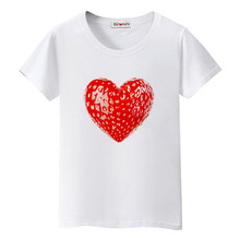 BGtomato Strawberry heart tshirt creative design t shirt women beautiful tops red graphic t shirts friends camisa femenina 2024 - compre barato