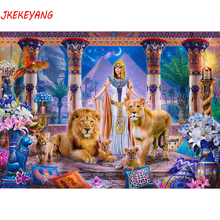 5D DIY square/round Diamond painting Egyptian beauty and lion Cross Stitch Diamond Embroidery Pattern Rhinestone J1500 2024 - buy cheap