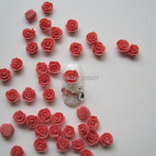 CF4-4 30pcs Cute Ceramic Red Flower Shape Nail Art Decoration Outlooking 2024 - buy cheap