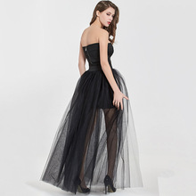 Faldas superpuestas negras para mujer, falda de tul a la moda, tutú largo, falda elegante hasta el suelo, falda larga desmontable 2024 - compra barato