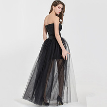 Women Black Overlay Skirts Fashion Long Tutu Tulle Skirt Bride Overskirt Chic Floor Length Saia Longa Detachable Wedding Skirts 2024 - buy cheap