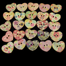 25MM Wooden Buttons Mixed Color Heart Pattern Decorative Button 2 Holes Fit Sewing Scrapbooking Craft DIY Accessories 2024 - buy cheap