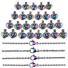 Rainbow Alphabet Necklace Heart 26letters Beads Cage Pendant Perfume Diffuser Aromatherapy Pearl Cage Locket Necklace 2024 - buy cheap