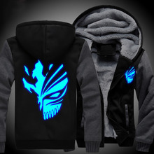 New Winter Jackets and Coats Death Hoodie Anime Luminous Hooded Thick Zipper Men Sweatshirts 2024 - buy cheap