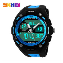 Skmei Brand Young Men Sports Military Watch Fashion Casual Dress Wristwatches 2 Time Zone Digital Quartz LED Watches 1015 2024 - buy cheap