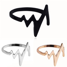 Винтажные кольца с сердечками для женщин, регулируемые кольца с электрокардиограммой, простой стиль, модные вечерние ювелирные изделия 2024 - купить недорого