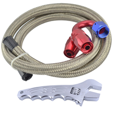 AN10 Stainless Braided Oil/Fuel Line Hose 1M Pipe+Straight+180Degree Swivel Fitting Oil Hose End Adaptor Kit With Silver Spanner 2024 - buy cheap
