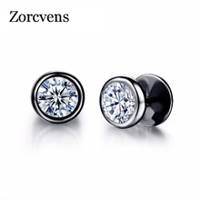 YOBEST New Arrival Fashion Jewelry Delicate Stainless Steel Inlaid CZ Accessories Black Man Woman Stud Earrings 2024 - buy cheap