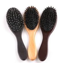 Free shipping 1 piece varnish color or dark brown wooden-handle hair comb brush for human hair extensions 2024 - buy cheap