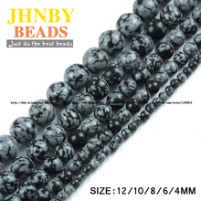 JHNBY Snowflake Alabaster Natural Stone 4/6/8/10/12MM Round Loose beads for Jewelry bracelets necklace making DIY accessories 2024 - buy cheap