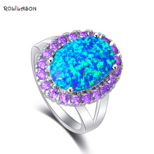 Shining Purple Zirconia Rings for Party  Blue Fire Opal silver plated Excellent Fashion Jewelry Rings USA Size #6#7#8#9 OR776 2024 - buy cheap