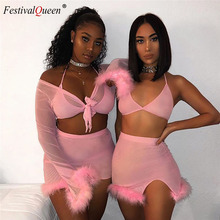 Women Neon Color Two Piece Set Crop Top and Skirt 2019 Summer Fashion Party Matching Sets Tracksuit Lady Outfit Clothes 2024 - buy cheap