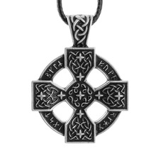 LANGHONG 10pcs Elder Futhark Sunwheel Solar Cross Pendant Norse Viking Rune Pewter Necklace Pendant 2024 - buy cheap