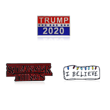 Прямоугольная брошка Trump 2020 "I Believe" с надписью "Stranger Thing", эмалированный материал, заколки для воротника, материал для подарка 2024 - купить недорого