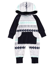 Autumnb Fashion Newborn Girls Tops Long Sleeve Geometric  Romper Hooded Jumpsuit Baby Boys Outfits Clothes 2024 - buy cheap