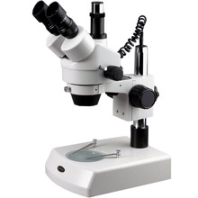 Microscópio com zoom estéreo trinocular, suprimentos de amscópio 7x-45x, zoom estéreo trinocular com luzes de halogênio duplas 2024 - compre barato
