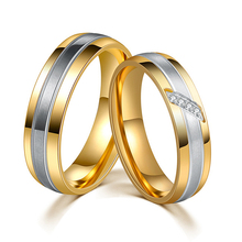 Обручальное кольцо с фианитом, из нержавеющей стали 2024 - купить недорого
