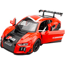 Modelo de coche de carreras de aleación de Metal, simulación de coche de carreras R8 LMS, 1:32, sonido y luz, coche deportivo, modelo de coche de rompecabezas, envío gratis 2024 - compra barato