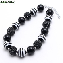 MHS.SUN Kids Chunky Beads Necklace Cute Black Acrylic Chunky Bubblegum Necklace For Girls Child Toddler Chunky Jewelry 1Pc 2024 - buy cheap