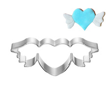 Cortador de biscoito de metal, com coração, ferramenta de decoração de bolo, asas de anjo, pgaming, biscoito, molde, massa, amor, cortador de fondant 2024 - compre barato