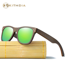 Деревянные солнцезащитные очки KITHDIA, брендовые поляризационные очки для мужчин и женщин с бамбуковым чехлом, степень защиты UV400, 100% 2024 - купить недорого