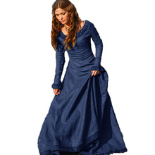 Женское сексуальное винтажное платье средневековое принцессы с длинным рукавом в стиле ренессанс, готические платья для женщин, костюм для косплея на Хэллоуин 2024 - купить недорого