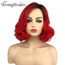 StrongBeauty Vermelho Curto Perucas Onda Do Corpo Peruca Sintética Mulheres Lady Cabelo Resistente Ao Calor 2024 - compre barato