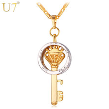 U7 Trendy Key Pendant Necklace Gold Color Fashion Jewelry Party Peace Symbol Pendants Necklaces  P567 2024 - buy cheap
