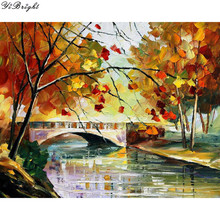 Pintura de diamantes redondos/cuadrados 5D, mosaico bordado 3D de punto de cruz de "Noche de Río y Otoño", regalo de decoración de diamantes de imitación 2024 - compra barato