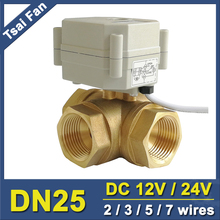 TF25-BH3-C Brass 1'' DN25 3 Way T/L Type Horizontal Actuator Ball Valve DC12V DC24V 2/3/5/7 Wires For Flow Control 2024 - buy cheap