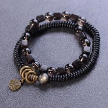 BOEYCJR Natural Tibetan Black Sandalwood obsidian Bead Bangles & Bracelets Vintage Handmade Jewelry Energy Bracelet For Man 2024 - buy cheap