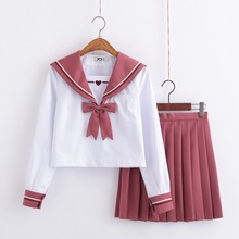 Uniformes escolares para niñas, traje de estudiantes bordado con corazón de Cupido, de manga larga, uniforme japonés de Sailor de la Universidad Jk, color rosa, novedad 2024 - compra barato