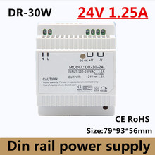 Fonte de alimentação por comutação com trilho din, saída de 30w, 24v, 220v para dc 24v (modelo: dr-30-24) 2024 - compre barato