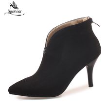 Sgeseur botas de salto alto femininas, sapatos curtos de salto alto da moda para mulheres, outono e inverno, vestido de festa, sexy, bico fino, ox554, 2018 2024 - compre barato