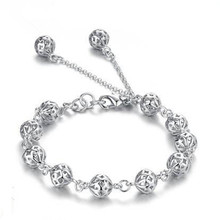 Wholesale 30% Silver Plated Fashion Hollow Out Ball Ladies Bracelets Jewelry Women No Fade Gift Cheap 2024 - buy cheap