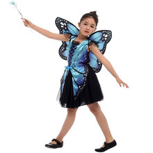 Criança crianças meninas borboleta azul fingir jogar traje bailarina borboleta fada princesa cosplay halloween vestido de festa asas 2024 - compre barato