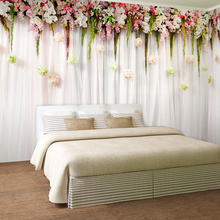 Papel de parede personalizado com flores 3d, fundo de parede moderno romântico para sala de cama, sala de tv, mural de parede sem tecido 2024 - compre barato
