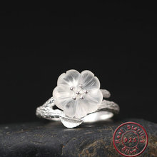 Amxiu 2019 New Arrival Natural Crystal Flower Ring Jewelry 925 Sterling Silver Open Rings For Women Girls Wedding Accessories 2024 - buy cheap