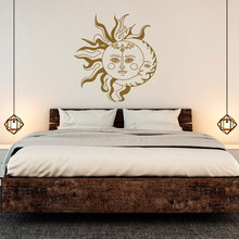 Sun And Moon Ethnic Symbol Wall Sticker Vinyl Art Home Decor For Bedroom Dorm Mandala Lotus Flower Decals Removable Murals YD81 2024 - buy cheap