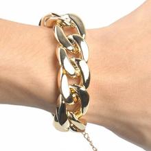 Women's Fashion Punk Simple Burnished Link Curb Chain Statement Bracelet Jewelry hot 2024 - buy cheap