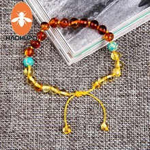 HAOHUPO Amber Adjustable Bracelets Handmade Genuine Amber Beads Bracelet Original Fine Jewelry 7 Chakra Stones for Baby Adult 2024 - buy cheap