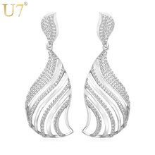 U7 Drop Earings Fashion Jewelry Wholesale Silver Color Hollow Fan-Shaped Vintage Earrings For Women E671 2024 - buy cheap