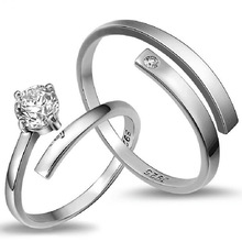 Hot sell new super shiny cubic zirconia lovers`couple rings 925 sterling silver adjustable size ring jewelry wholesale 2024 - buy cheap