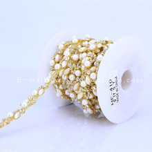 5yards Withe Pearl Crystal Rhinestone Cup chain Decoration for Wedding Dress Motif  Rhinestone Trimming Clothing Applique 2024 - buy cheap