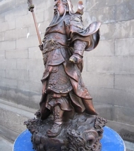 Estátua geral do guerreiro guan gong de dragon dragon em bronze vermelho puro chinês de 15 polegadas 2024 - compre barato